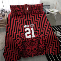 Custom Basketball New Zealand Bedding Set Red Maori Ta Moko Indigenous - Polynesian Pride