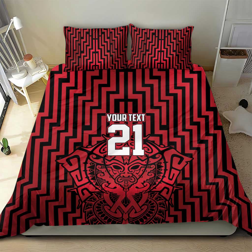 Custom Basketball New Zealand Bedding Set Red Maori Ta Moko Indigenous - Polynesian Pride
