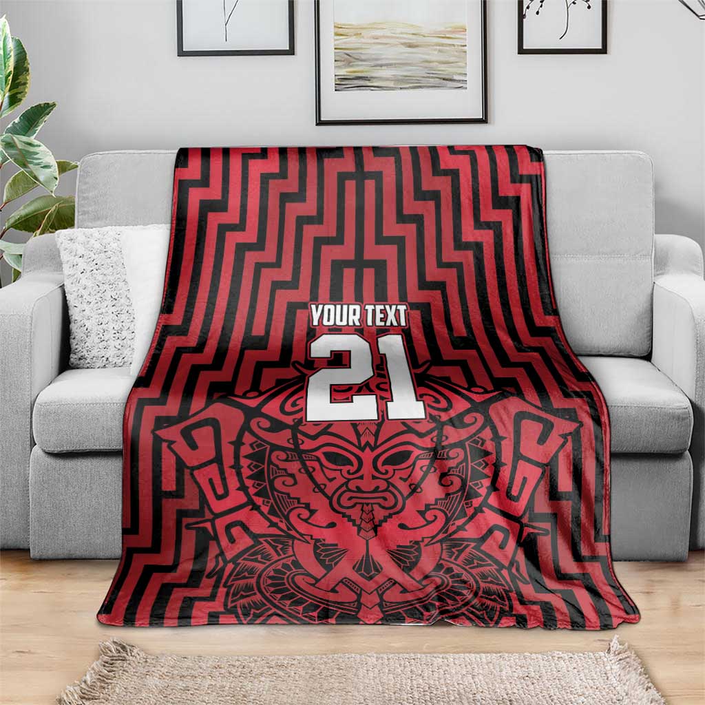 Custom Basketball New Zealand Blanket Red Maori Ta Moko Indigenous - Polynesian Pride