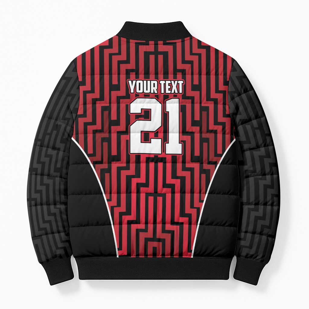 Custom Basketball New Zealand Bomber Puffer Jacket Red Maori Ta Moko Indigenous - Polynesian Pride