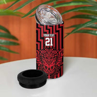 Custom Basketball New Zealand 4 in 1 Can Cooler Tumbler Red Maori Ta Moko Indigenous - Polynesian Pride