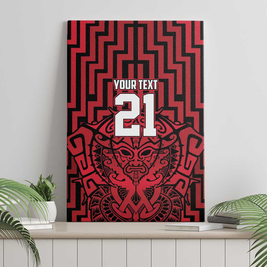 Custom Basketball New Zealand Canvas Wall Art Red Maori Ta Moko Indigenous LT9 - Polynesian Pride
