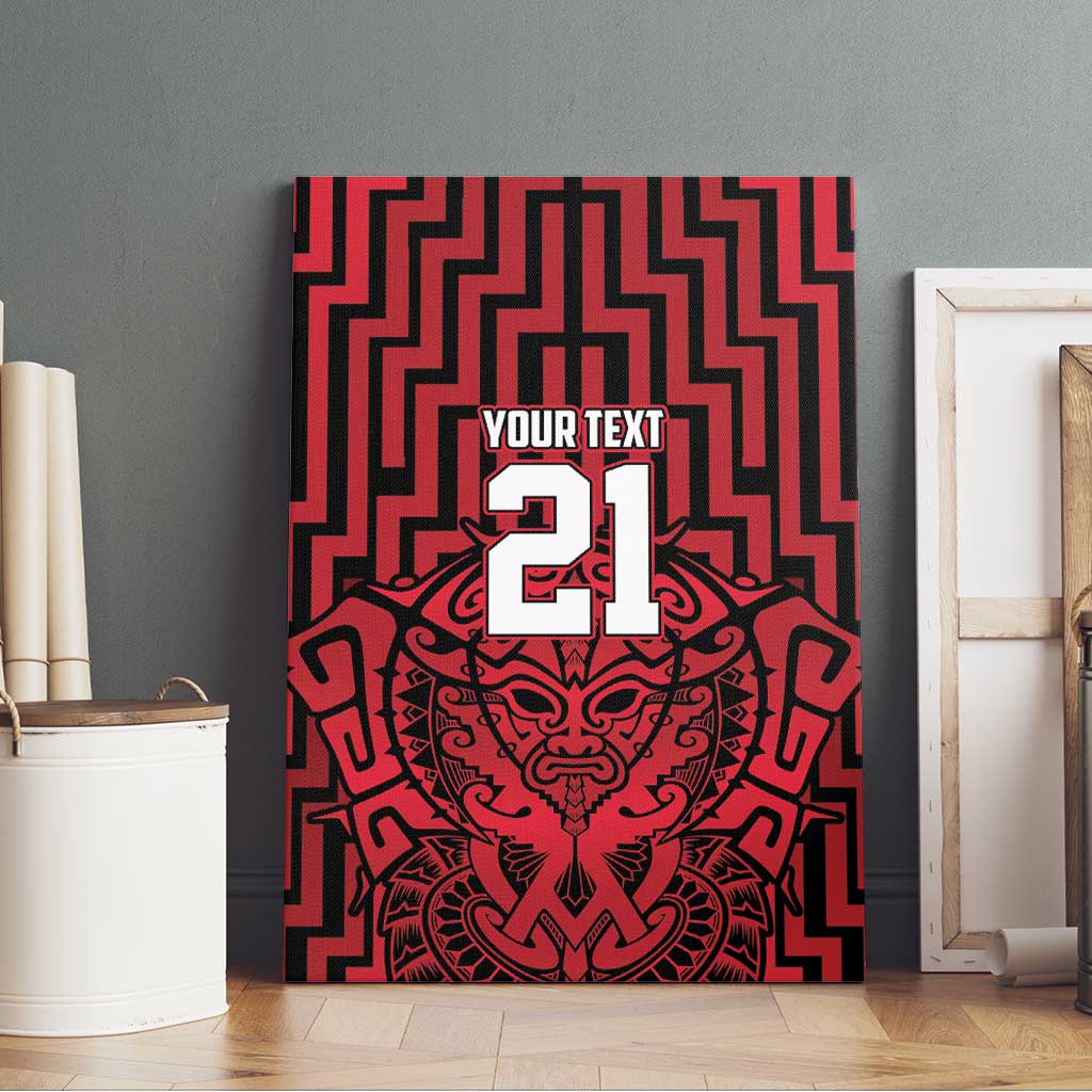 Custom Basketball New Zealand Canvas Wall Art Red Maori Ta Moko Indigenous LT9 - Polynesian Pride