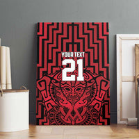 Custom Basketball New Zealand Canvas Wall Art Red Maori Ta Moko Indigenous LT9 - Polynesian Pride