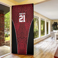 Custom Basketball New Zealand Door Cover Red Maori Ta Moko Indigenous - Polynesian Pride