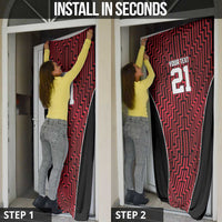 Custom Basketball New Zealand Door Cover Red Maori Ta Moko Indigenous - Polynesian Pride