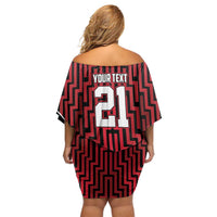 Custom Basketball New Zealand Family Matching Off Shoulder Short Dress and Hawaiian Shirt Red Maori Ta Moko Indigenous - Polynesian Pride