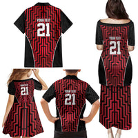 Custom Basketball New Zealand Family Matching Puletasi and Hawaiian Shirt Red Maori Ta Moko Indigenous - Polynesian Pride