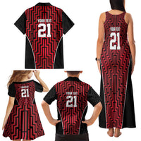 Custom Basketball New Zealand Family Matching Tank Maxi Dress and Hawaiian Shirt Red Maori Ta Moko Indigenous - Polynesian Pride