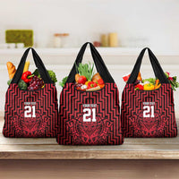 Custom Basketball New Zealand Grocery Bag Red Maori Ta Moko Indigenous - Polynesian Pride