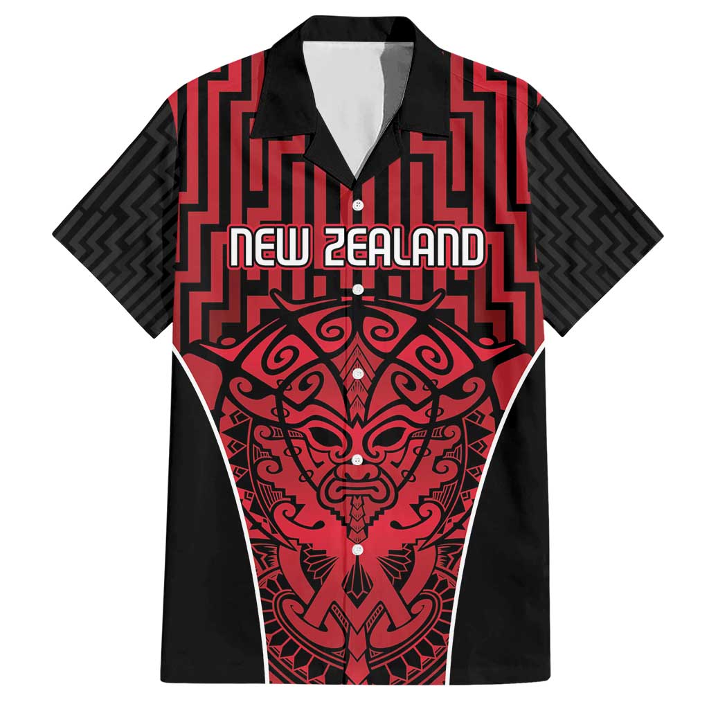 Custom Basketball New Zealand Hawaiian Shirt Red Maori Ta Moko Indigenous LT9 Red - Polynesian Pride