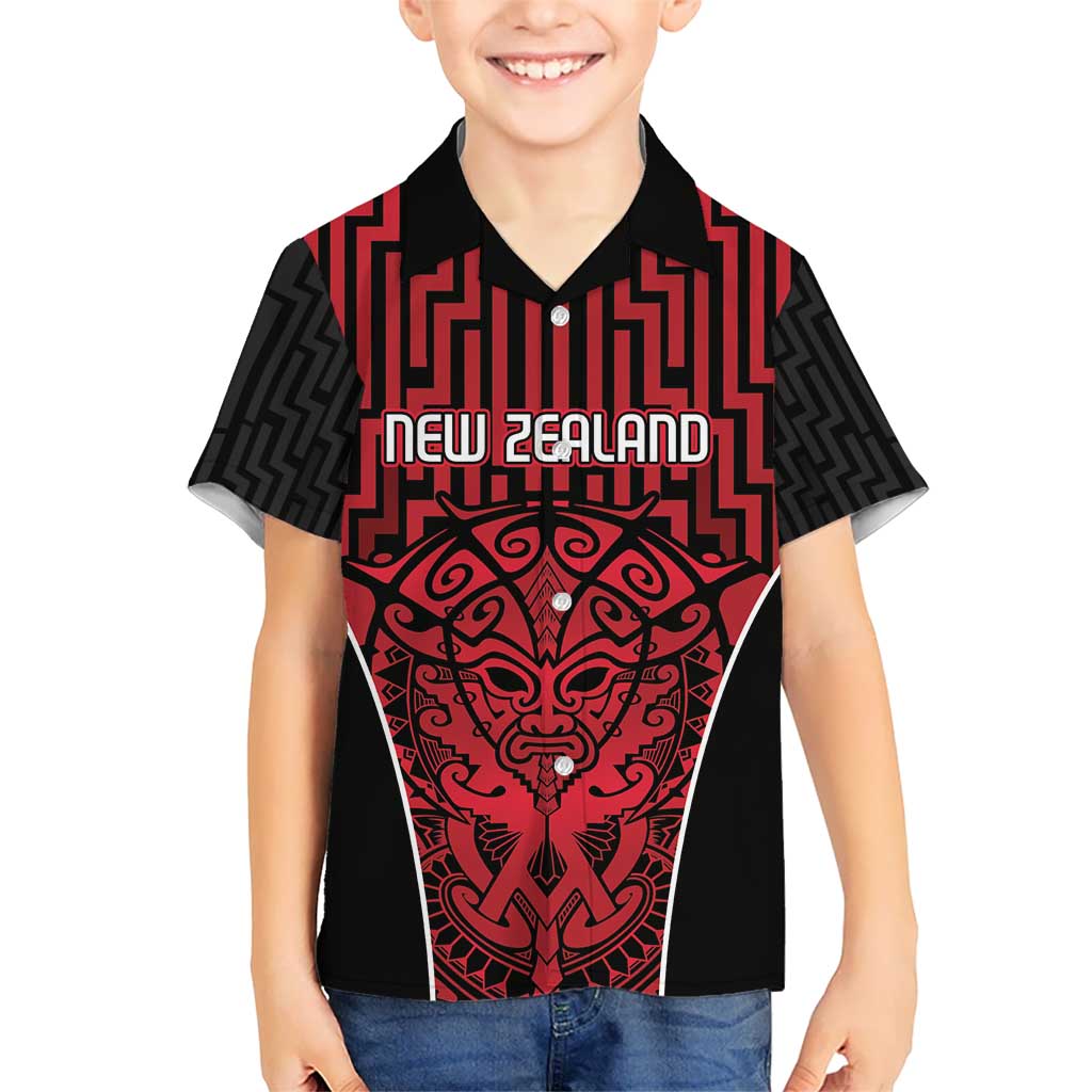 Custom Basketball New Zealand Hawaiian Shirt Red Maori Ta Moko Indigenous - Polynesian Pride