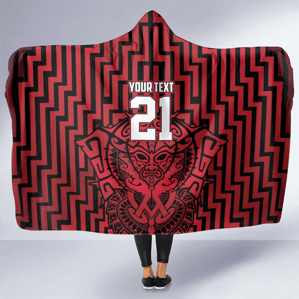 Custom Basketball New Zealand Hooded Blanket Red Maori Ta Moko Indigenous - Polynesian Pride