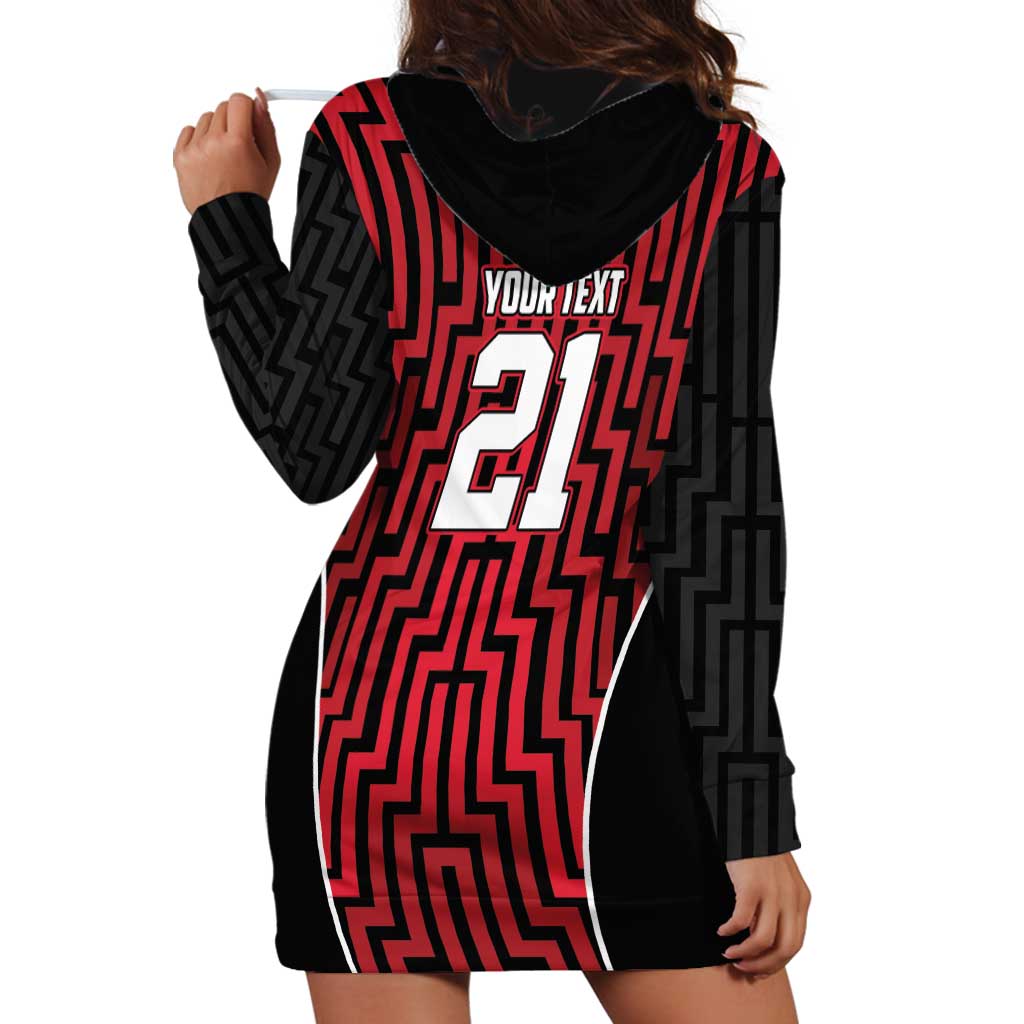 Custom Basketball New Zealand Hoodie Dress Red Maori Ta Moko Indigenous - Polynesian Pride