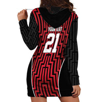 Custom Basketball New Zealand Hoodie Dress Red Maori Ta Moko Indigenous - Polynesian Pride