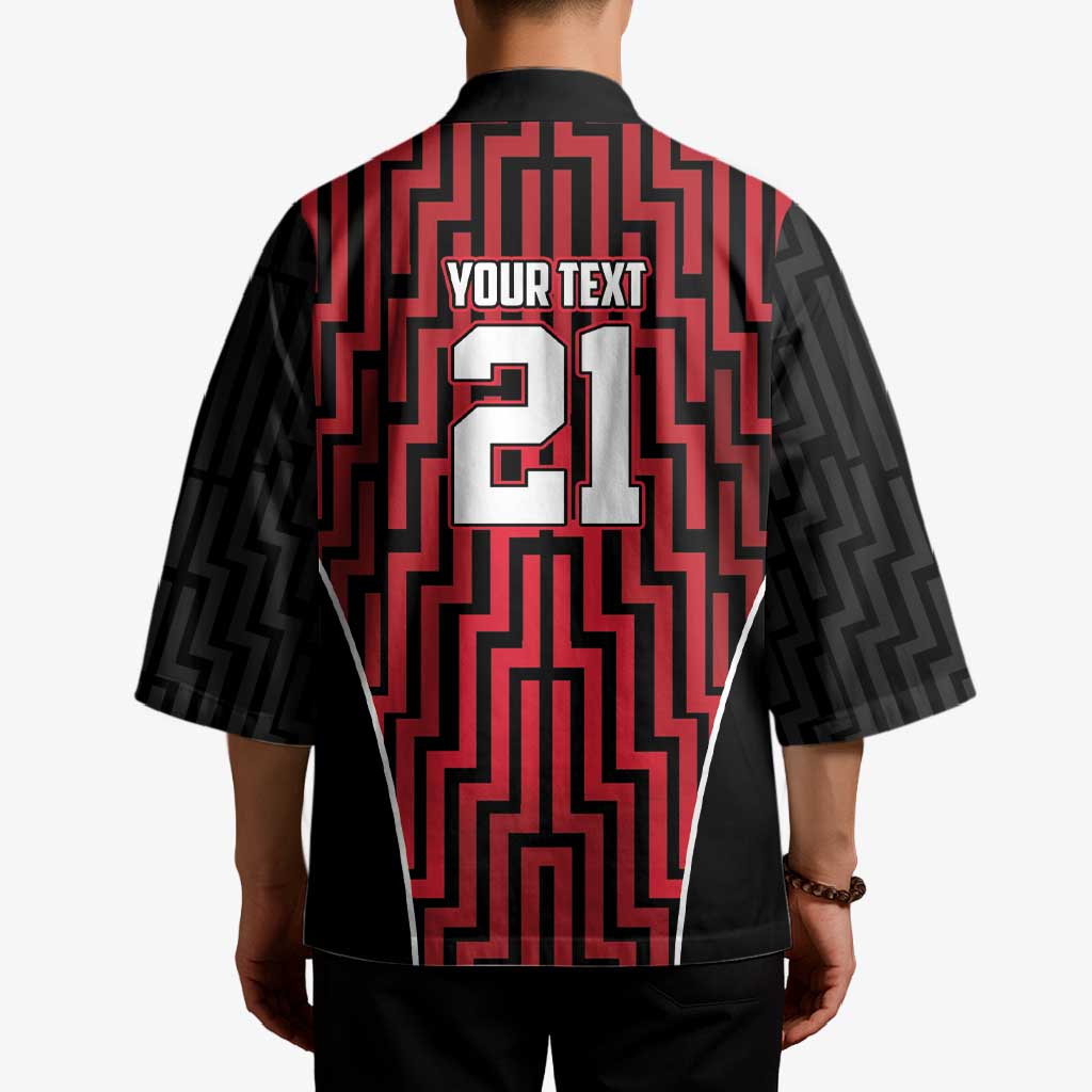 Custom Basketball New Zealand Kimono Red Maori Ta Moko Indigenous - Polynesian Pride
