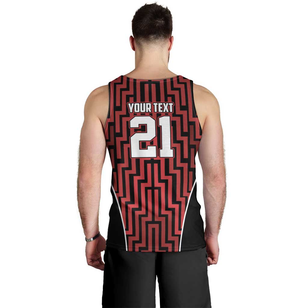 Custom Basketball New Zealand Men Tank Top Red Maori Ta Moko Indigenous - Polynesian Pride