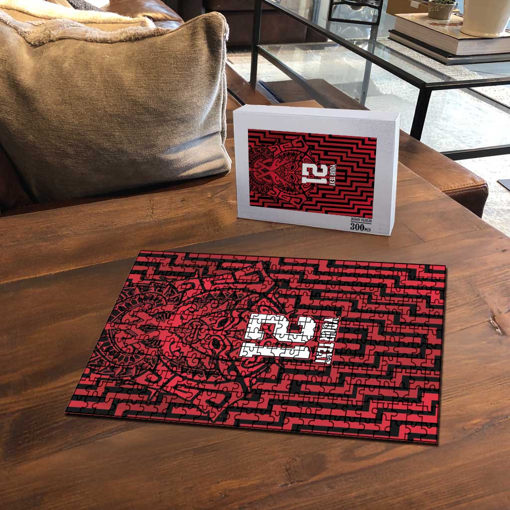 Custom Basketball New Zealand Puzzle Red Maori Ta Moko Indigenous - Polynesian Pride