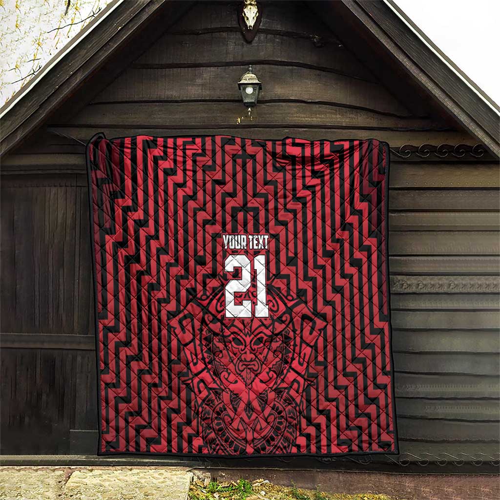 Custom Basketball New Zealand Quilt Red Maori Ta Moko Indigenous - Polynesian Pride