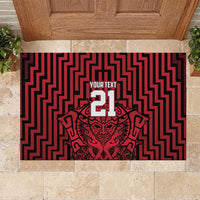 Custom Basketball New Zealand Rubber Doormat Red Maori Ta Moko Indigenous - Polynesian Pride