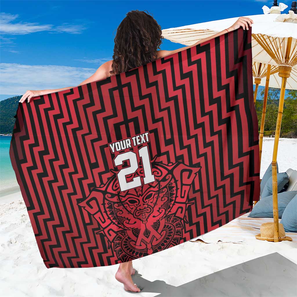 Custom Basketball New Zealand Sarong Red Maori Ta Moko Indigenous - Polynesian Pride