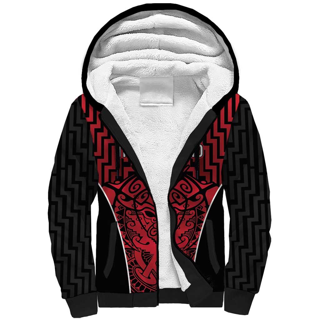 Custom Basketball New Zealand Sherpa Hoodie Red Maori Ta Moko Indigenous LT9 Unisex Red - Polynesian Pride