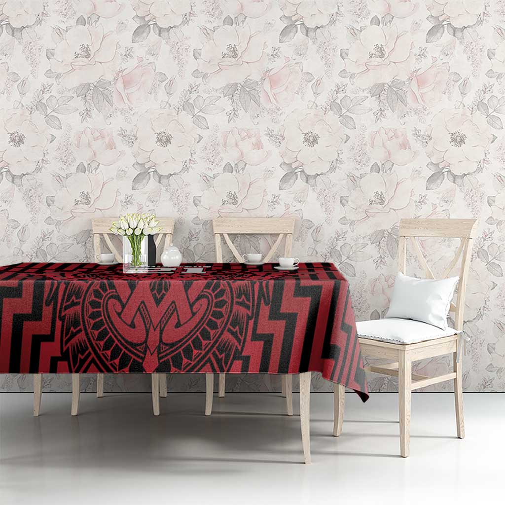 Custom Basketball New Zealand Tablecloth Red Maori Ta Moko Indigenous LT9 - Polynesian Pride