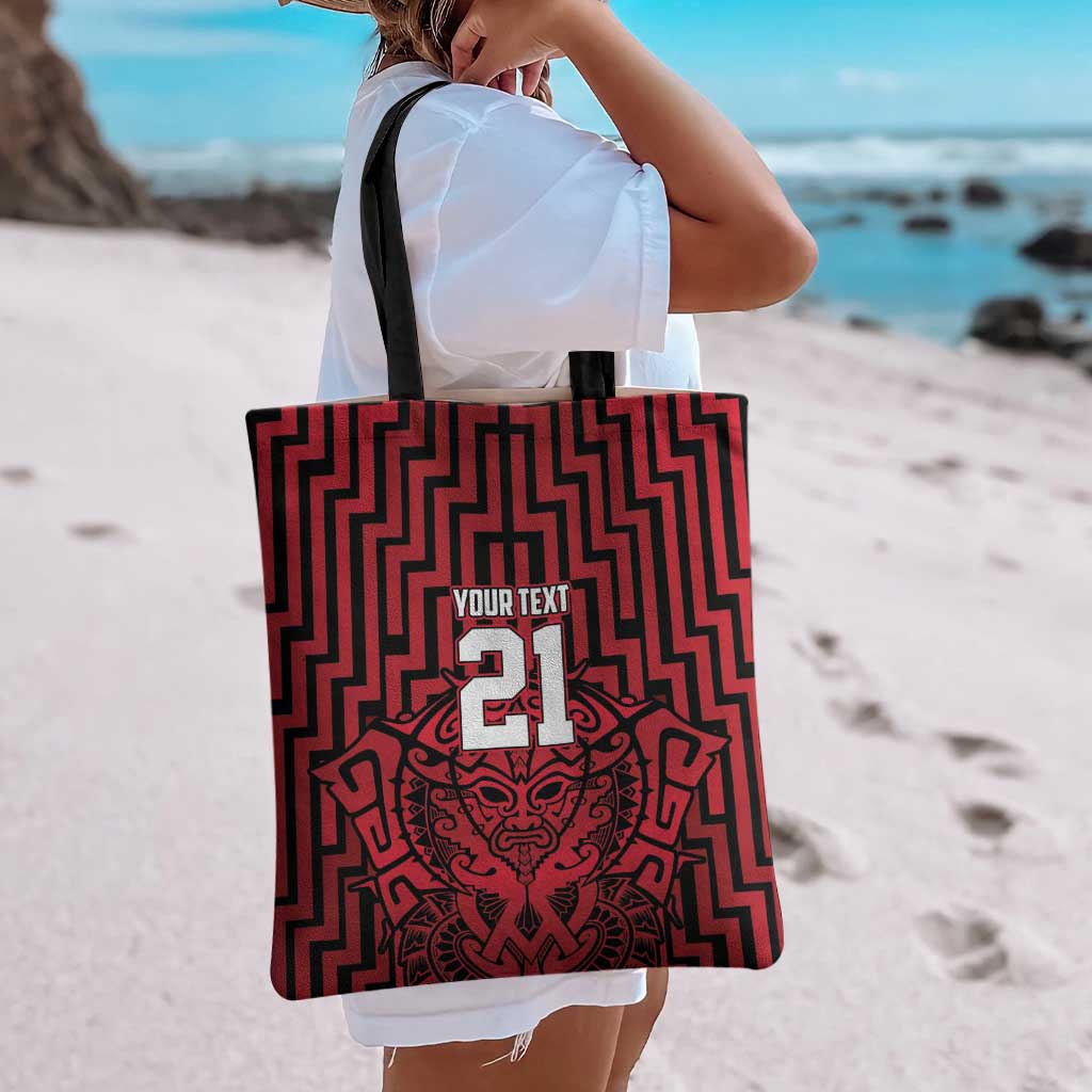 Custom Basketball New Zealand Tote Bag Red Maori Ta Moko Indigenous LT9 - Polynesian Pride
