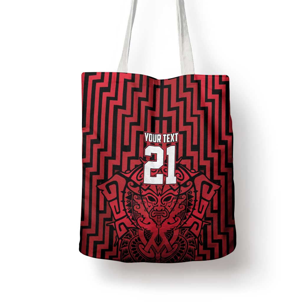 Custom Basketball New Zealand Tote Bag Red Maori Ta Moko Indigenous LT9 - Polynesian Pride