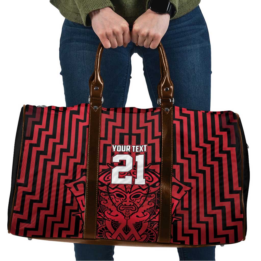 Custom Basketball New Zealand Travel Bag Red Maori Ta Moko Indigenous - Polynesian Pride