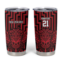 Custom Basketball New Zealand Tumbler Cup Red Maori Ta Moko Indigenous - Polynesian Pride