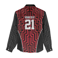 Custom Basketball New Zealand Women Casual Shirt Red Maori Ta Moko Indigenous - Polynesian Pride