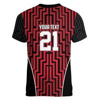 Custom Basketball New Zealand Women V-Neck T-Shirt Red Maori Ta Moko Indigenous - Polynesian Pride