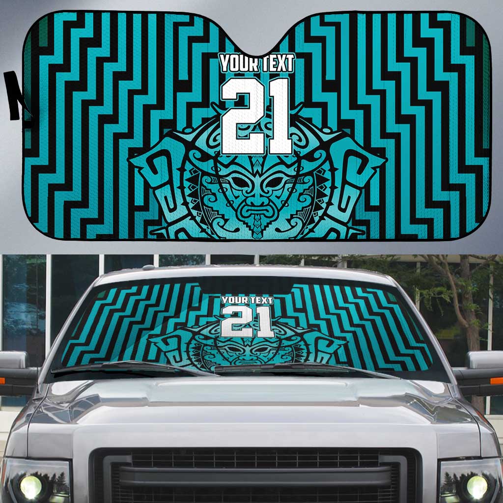 Custom Basketball New Zealand Auto Sun Shade Teal Maori Ta Moko Indigenous - Polynesian Pride