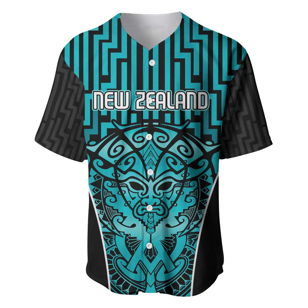 Custom Basketball New Zealand Baseball Jersey Teal Maori Ta Moko Indigenous - Polynesian Pride