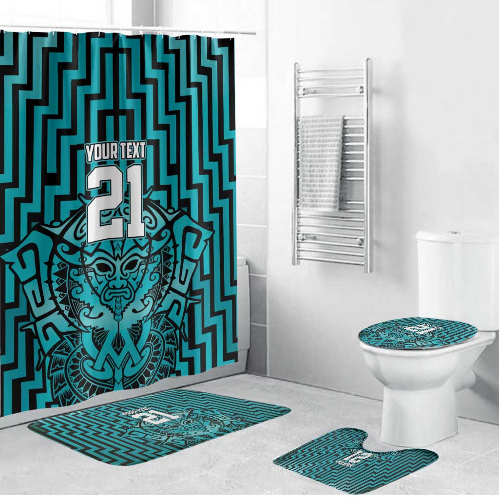 Custom Basketball New Zealand Bathroom Set Teal Maori Ta Moko Indigenous - Polynesian Pride