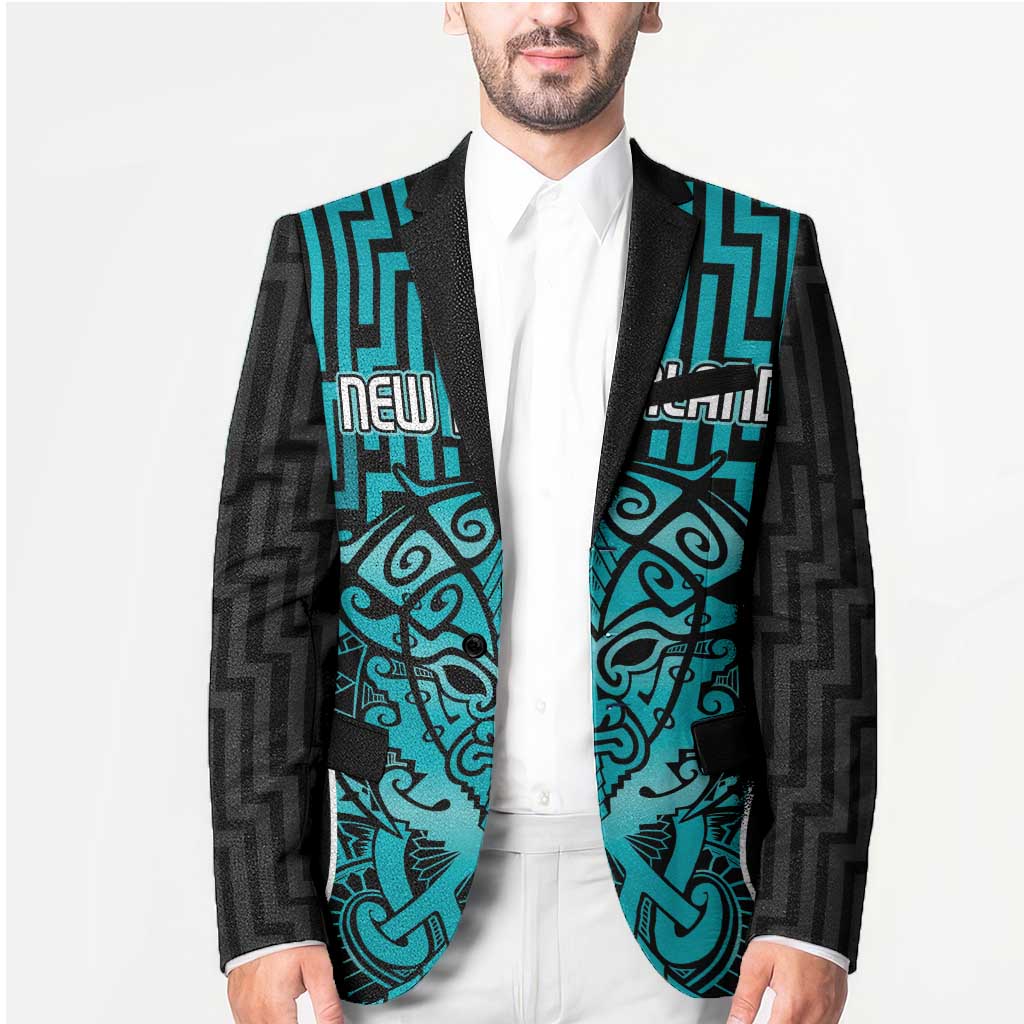Custom Basketball New Zealand Blazer Teal Maori Ta Moko Indigenous - Polynesian Pride