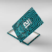 Custom Basketball New Zealand Canvas Wall Art Teal Maori Ta Moko Indigenous - Polynesian Pride