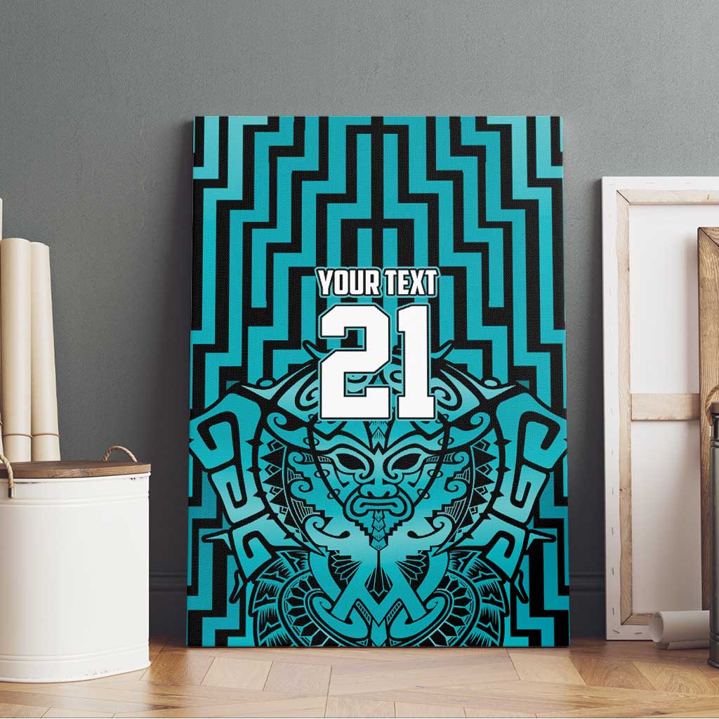 Custom Basketball New Zealand Canvas Wall Art Teal Maori Ta Moko Indigenous - Polynesian Pride