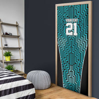 Custom Basketball New Zealand Door Cover Teal Maori Ta Moko Indigenous - Polynesian Pride