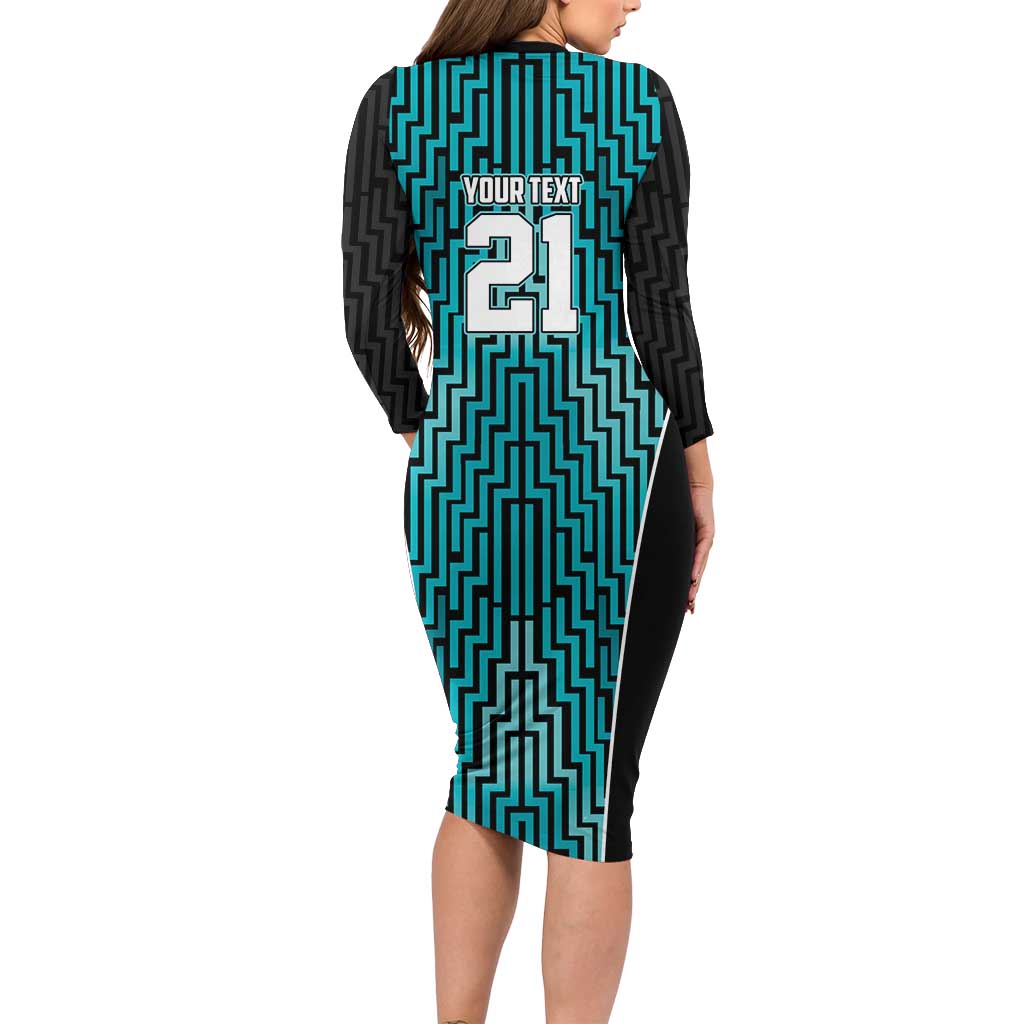 Custom Basketball New Zealand Family Matching Long Sleeve Bodycon Dress and Hawaiian Shirt Teal Maori Ta Moko Indigenous - Polynesian Pride