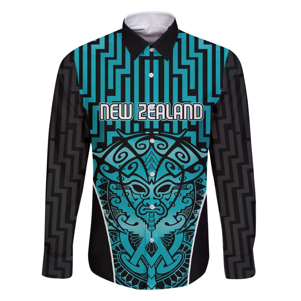 Custom Basketball New Zealand Family Matching Short Sleeve Bodycon Dress and Hawaiian Shirt Teal Maori Ta Moko Indigenous - Polynesian Pride