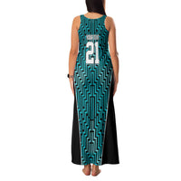 Custom Basketball New Zealand Family Matching Tank Maxi Dress and Hawaiian Shirt Teal Maori Ta Moko Indigenous - Polynesian Pride