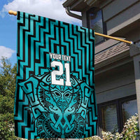 Custom Basketball New Zealand Garden Flag Teal Maori Ta Moko Indigenous - Polynesian Pride