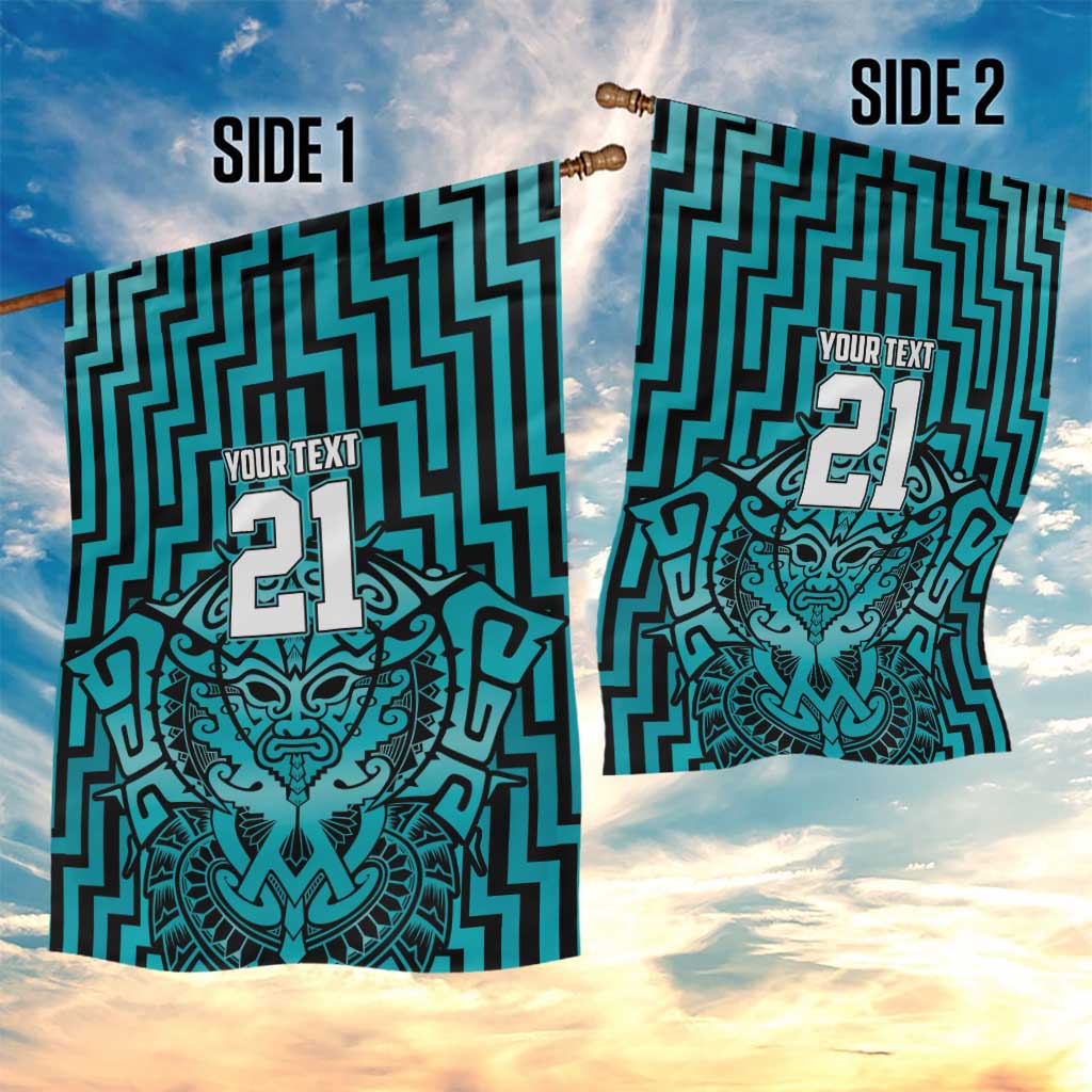 Custom Basketball New Zealand Garden Flag Teal Maori Ta Moko Indigenous - Polynesian Pride