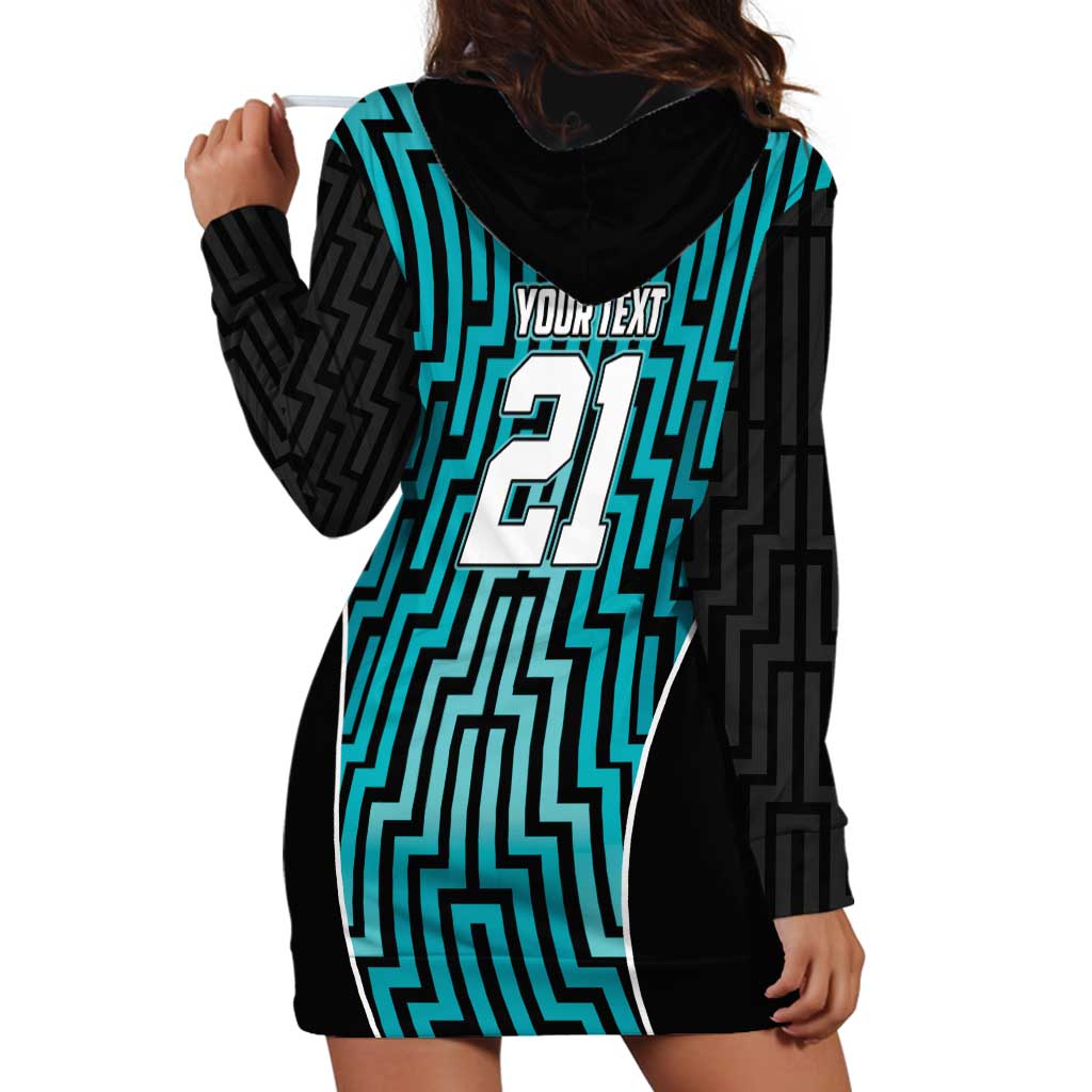 Custom Basketball New Zealand Hoodie Dress Teal Maori Ta Moko Indigenous - Polynesian Pride