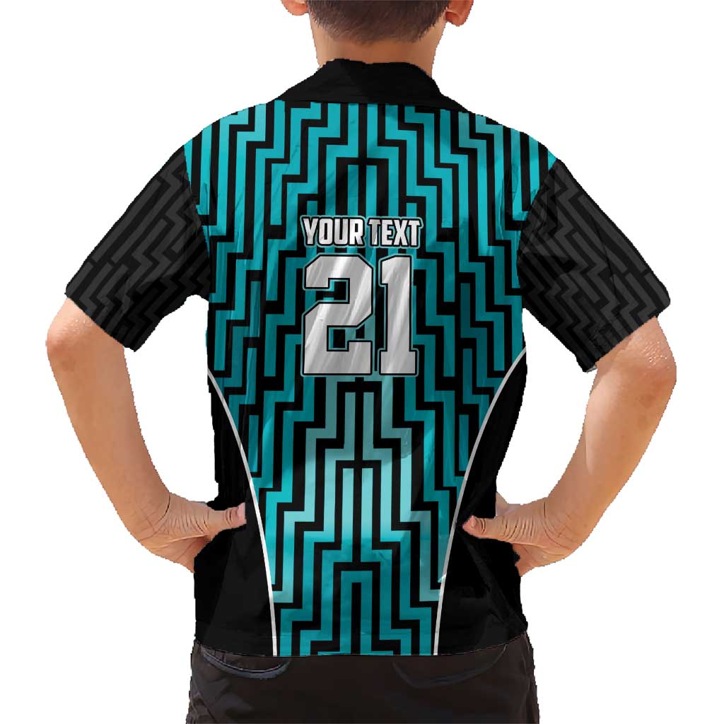 Custom Basketball New Zealand Kid Hawaiian Shirt Teal Maori Ta Moko Indigenous - Polynesian Pride