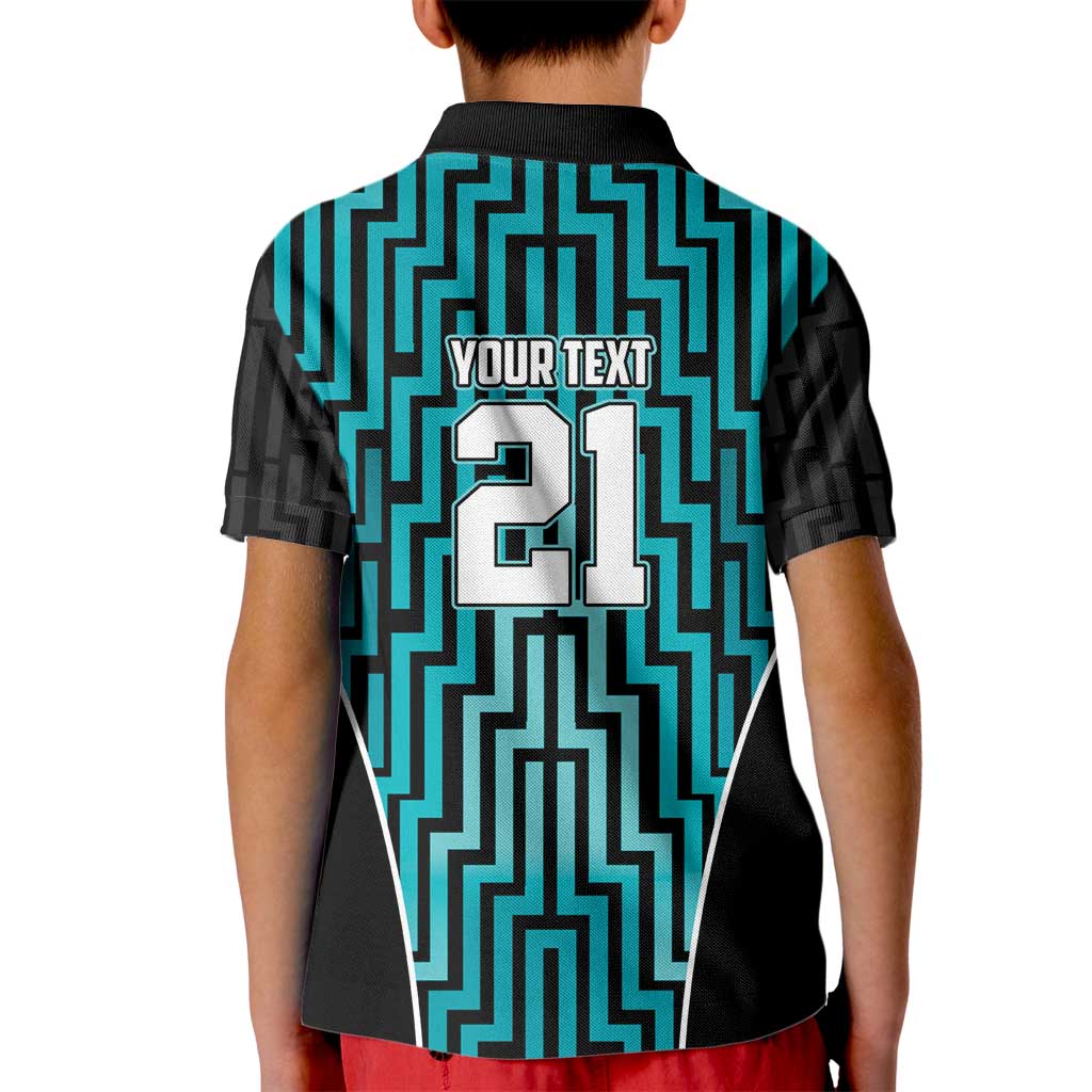 Custom Basketball New Zealand Kid Polo Shirt Teal Maori Ta Moko Indigenous - Polynesian Pride