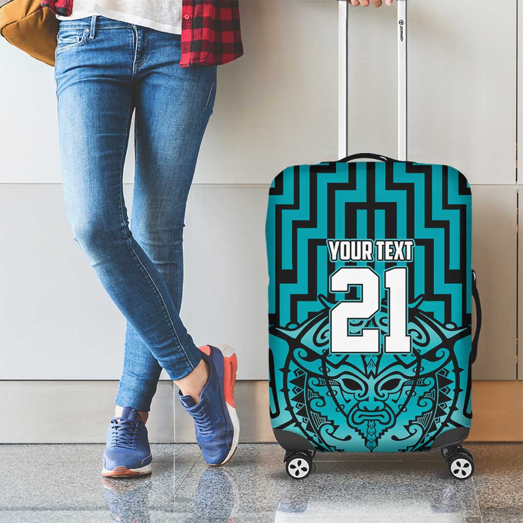 Custom Basketball New Zealand Luggage Cover Teal Maori Ta Moko Indigenous - Polynesian Pride