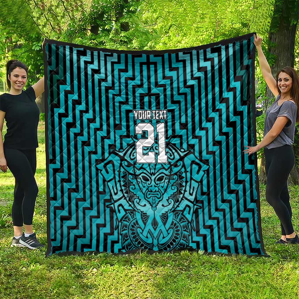 Custom Basketball New Zealand Quilt Teal Maori Ta Moko Indigenous - Polynesian Pride